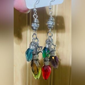 Multicolor Crystal Christmas Lights Dangle Earrings